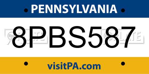 8PBS587 Pennsylvania License Plate