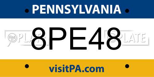 8PE48 Pennsylvania License Plate