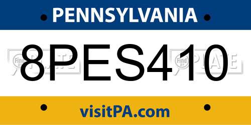 8PES410 Pennsylvania License Plate