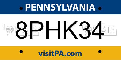 8PHK34 Pennsylvania License Plate