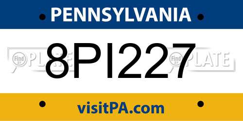 8PI227 Pennsylvania License Plate