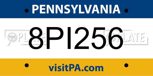 8PI256 Pennsylvania License Plate