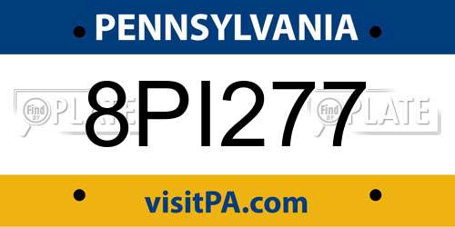 8PI277 Pennsylvania License Plate