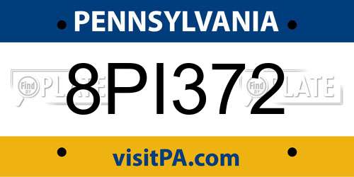 8PI372 Pennsylvania License Plate