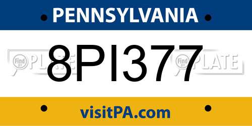 8PI377 Pennsylvania License Plate