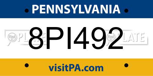 8PI492 Pennsylvania License Plate