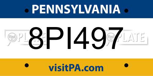 8PI497 Pennsylvania License Plate