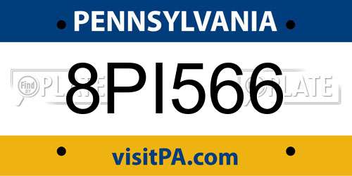 8PI566 Pennsylvania License Plate