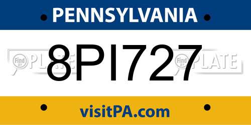 8PI727 Pennsylvania License Plate