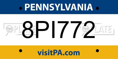 8PI772 Pennsylvania License Plate