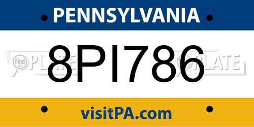 8PI786 Pennsylvania License Plate