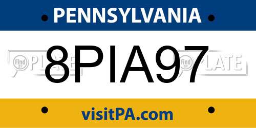8PIA97 Pennsylvania License Plate
