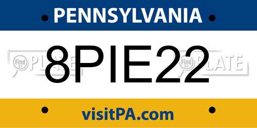 8PIE22 Pennsylvania License Plate