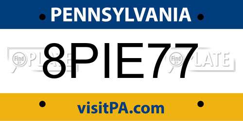 8PIE77 Pennsylvania License Plate