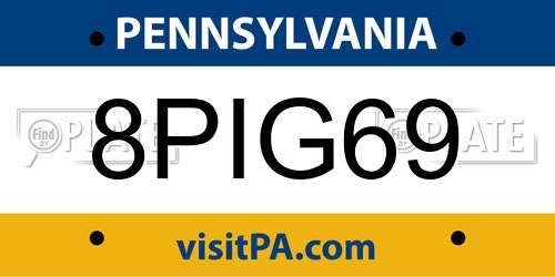 8PIG69 Pennsylvania License Plate