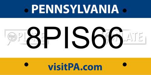 8PIS66 Pennsylvania License Plate
