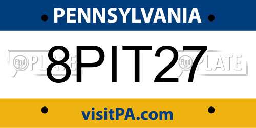 8PIT27 Pennsylvania License Plate