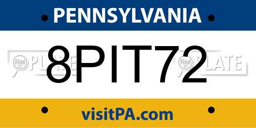 8PIT72 Pennsylvania License Plate