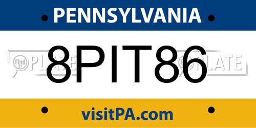8PIT86 Pennsylvania License Plate