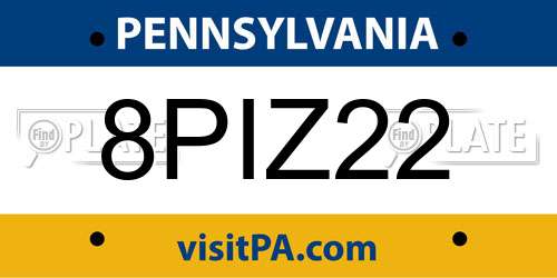 8PIZ22 Pennsylvania License Plate