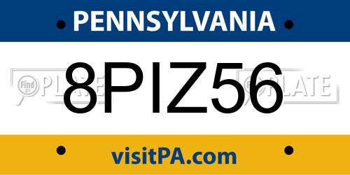 8PIZ56 Pennsylvania License Plate