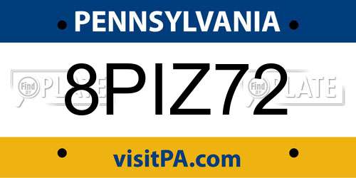 8PIZ72 Pennsylvania License Plate