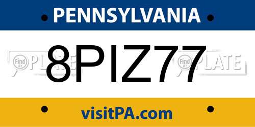 8PIZ77 Pennsylvania License Plate