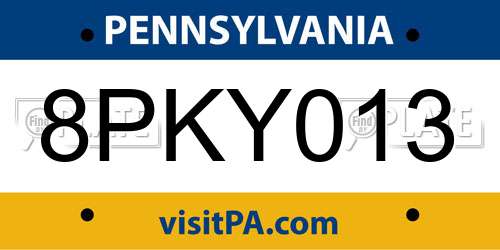 8PKY013 Pennsylvania License Plate