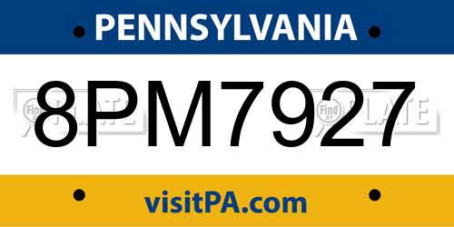 8PM7927 Pennsylvania License Plate