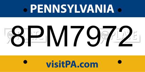 8PM7972 Pennsylvania License Plate