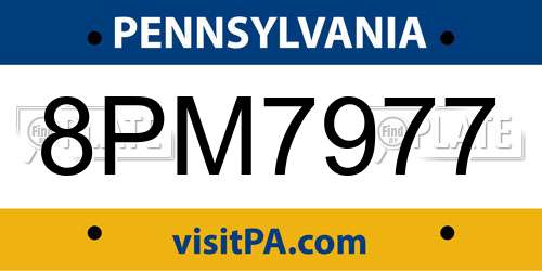 8PM7977 Pennsylvania License Plate