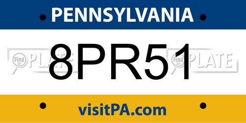 8PR51 Pennsylvania License Plate
