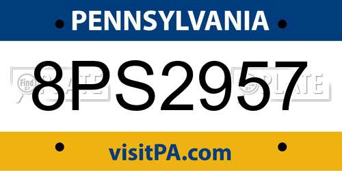 8PS2957 Pennsylvania License Plate