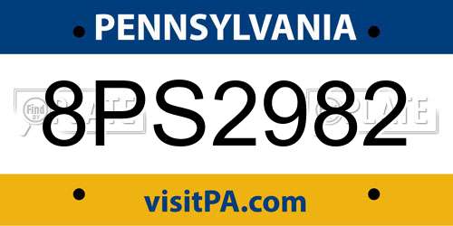 8PS2982 Pennsylvania License Plate