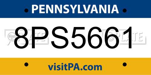 8PS5661 Pennsylvania License Plate