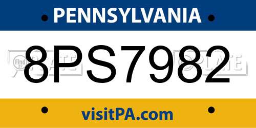 8PS7982 Pennsylvania License Plate