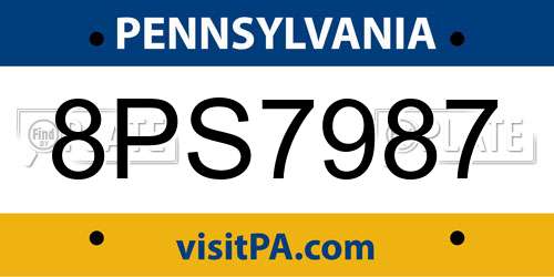 8PS7987 Pennsylvania License Plate
