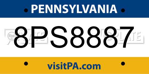 8PS8887 Pennsylvania License Plate