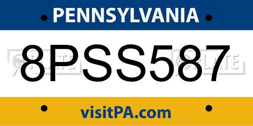 8PSS587 Pennsylvania License Plate