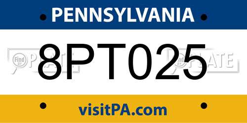 8PT025 Pennsylvania License Plate