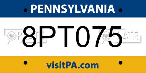 8PT075 Pennsylvania License Plate