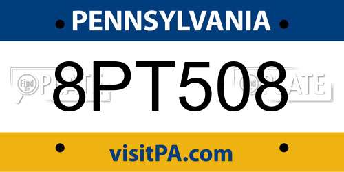 8PT508 Pennsylvania License Plate
