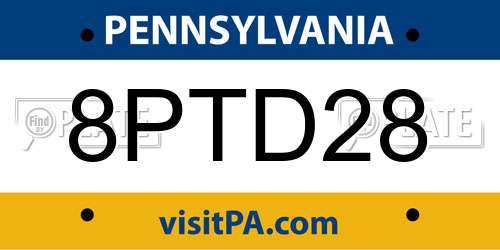 8PTD28 Pennsylvania License Plate