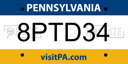 8PTD34 Pennsylvania License Plate