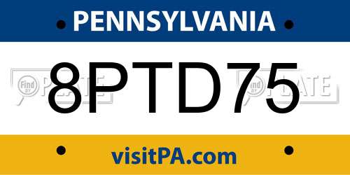 8PTD75 Pennsylvania License Plate