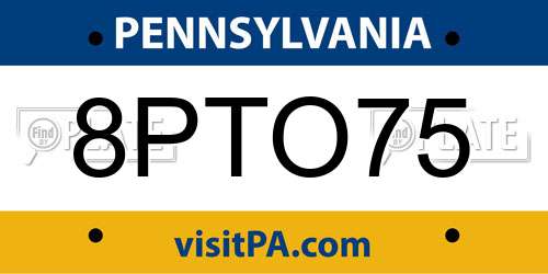 8PTO75 Pennsylvania License Plate