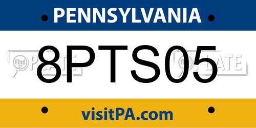 8PTS05 Pennsylvania License Plate