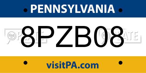 8PZB08 Pennsylvania License Plate
