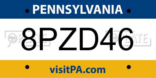 8PZD46 Pennsylvania License Plate