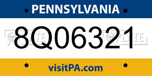 8Q06321 Pennsylvania License Plate